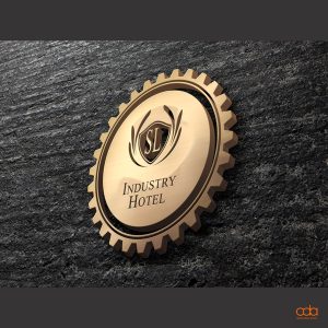 indor signage hotel industry brass logo
