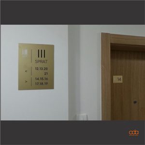 internal signage- floor and apartment number in an apartment building